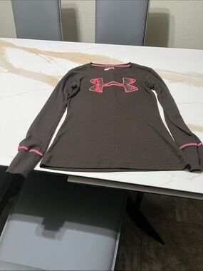 Under Armour Brown Long Sleeve Tee with Pink Logo